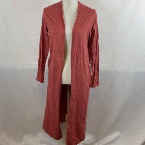 Three Bird Nest Duster Cardigan S Rose Pink Open Front Long Sleeve Pockets